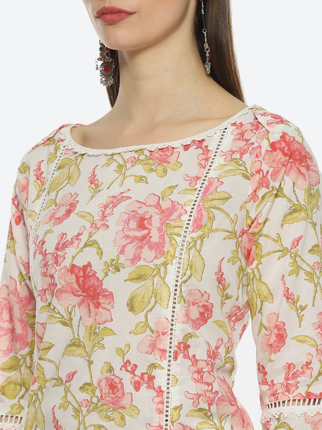 Biba Women Floral Printed Cotton Kurta - Distacart