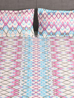 Thumbnail for Story@home Tango Pink & White Printed 240 TC King Bedsheet with 2 Pillow Covers - Distacart