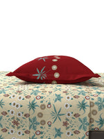 Thumbnail for MYTRIDENT Beige Green Floral Cotton 144 TC Queen Bedsheet With 2 Pillow Covers - Distacart