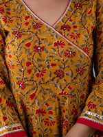 Thumbnail for Kalini Women Mustard Yellow & Red Ethnic Motifs Printed Angrakha Anarkali Kurta - Distacart