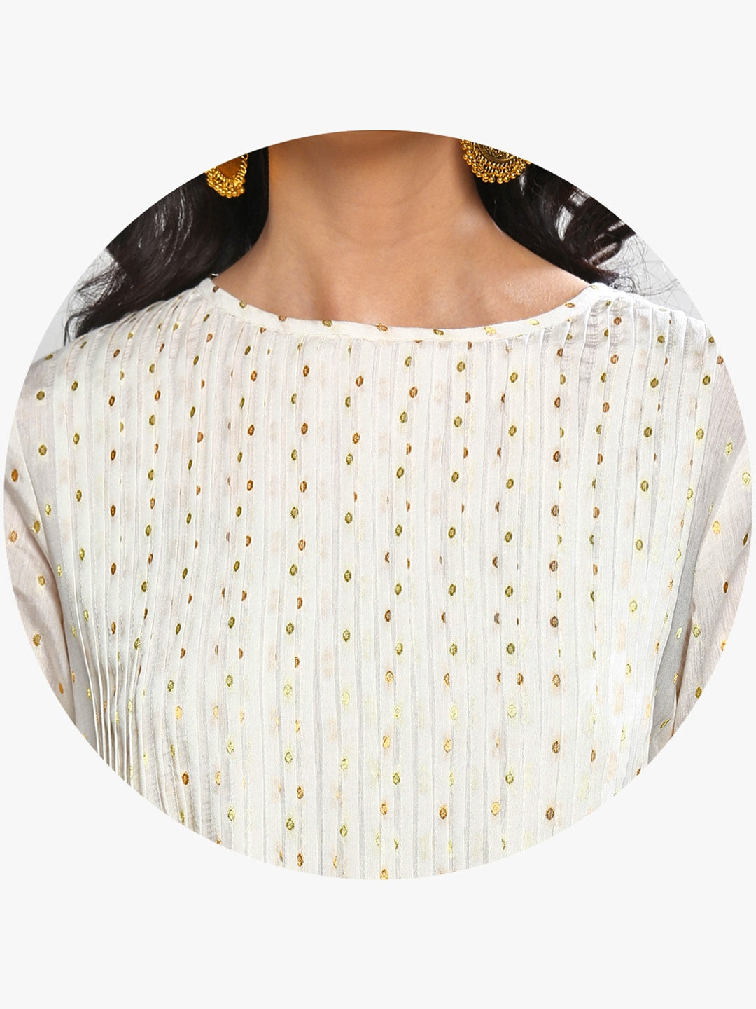 Sangria Women Off-White Printed Kurta with Crop Trousers - Distacart