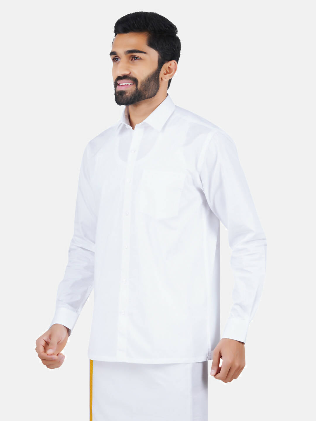Ramraj Cotton Mens Full Sleeve Formal 100 % Cotton White Shirt - Distacart