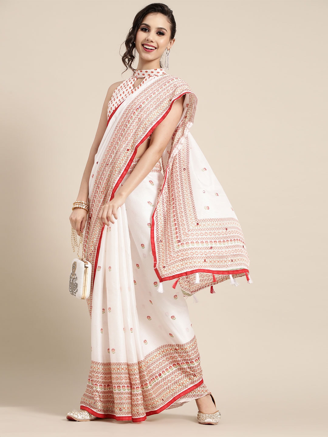 Saree Mall Ethnic Motifs Saree with Sleek border - Distacart