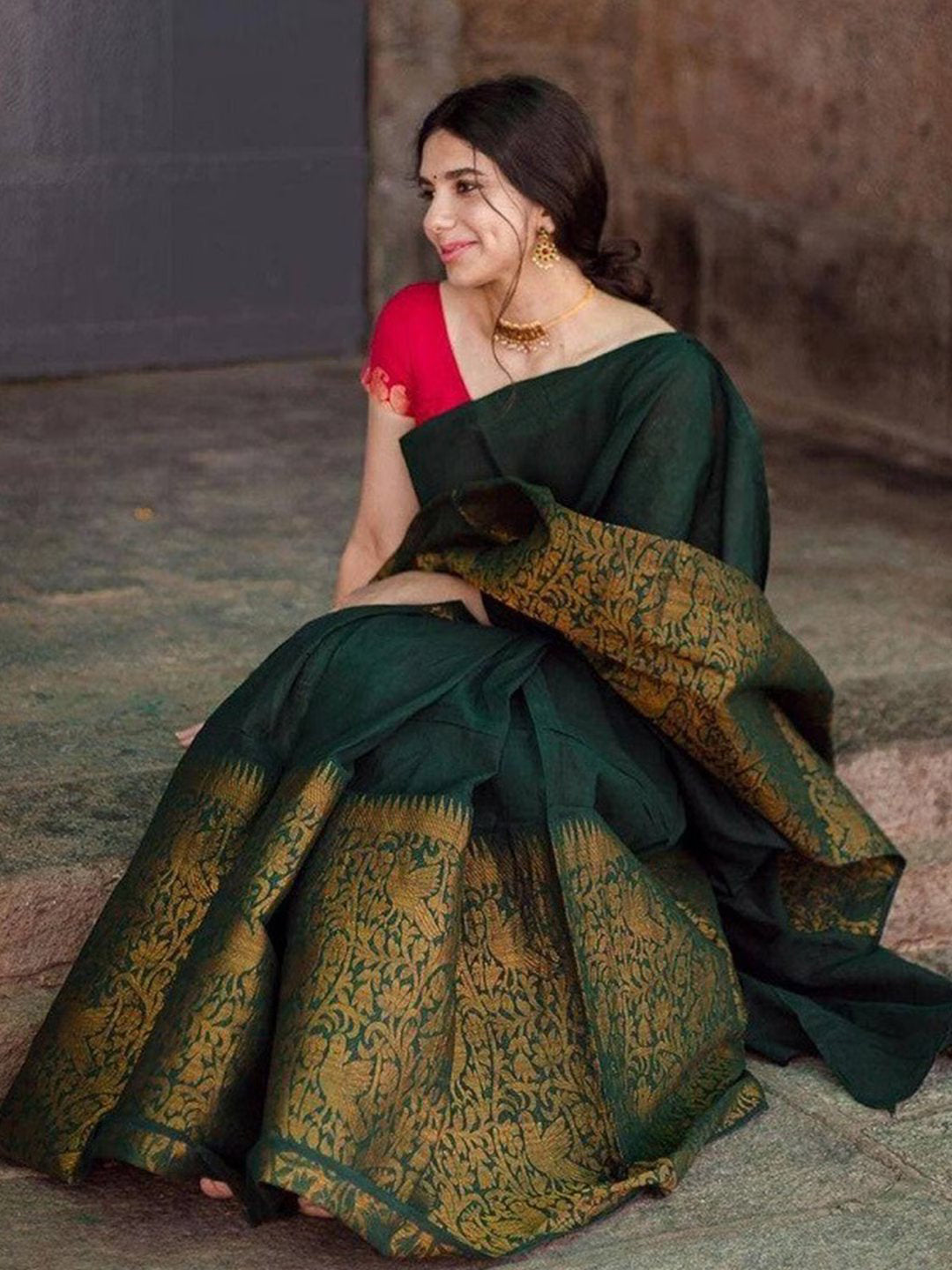 Kalini Ethnic Motifs Woven Design Zari Banarasi Saree - Distacart