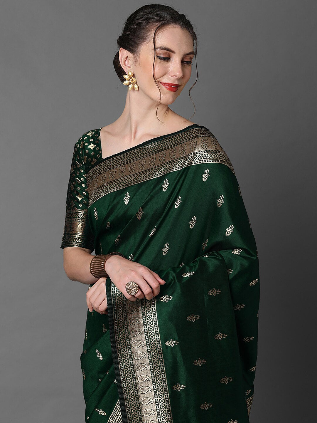 Mitera Ethnic Motifs Woven Design Zari Silk Blend Banarasi Saree - Distacart