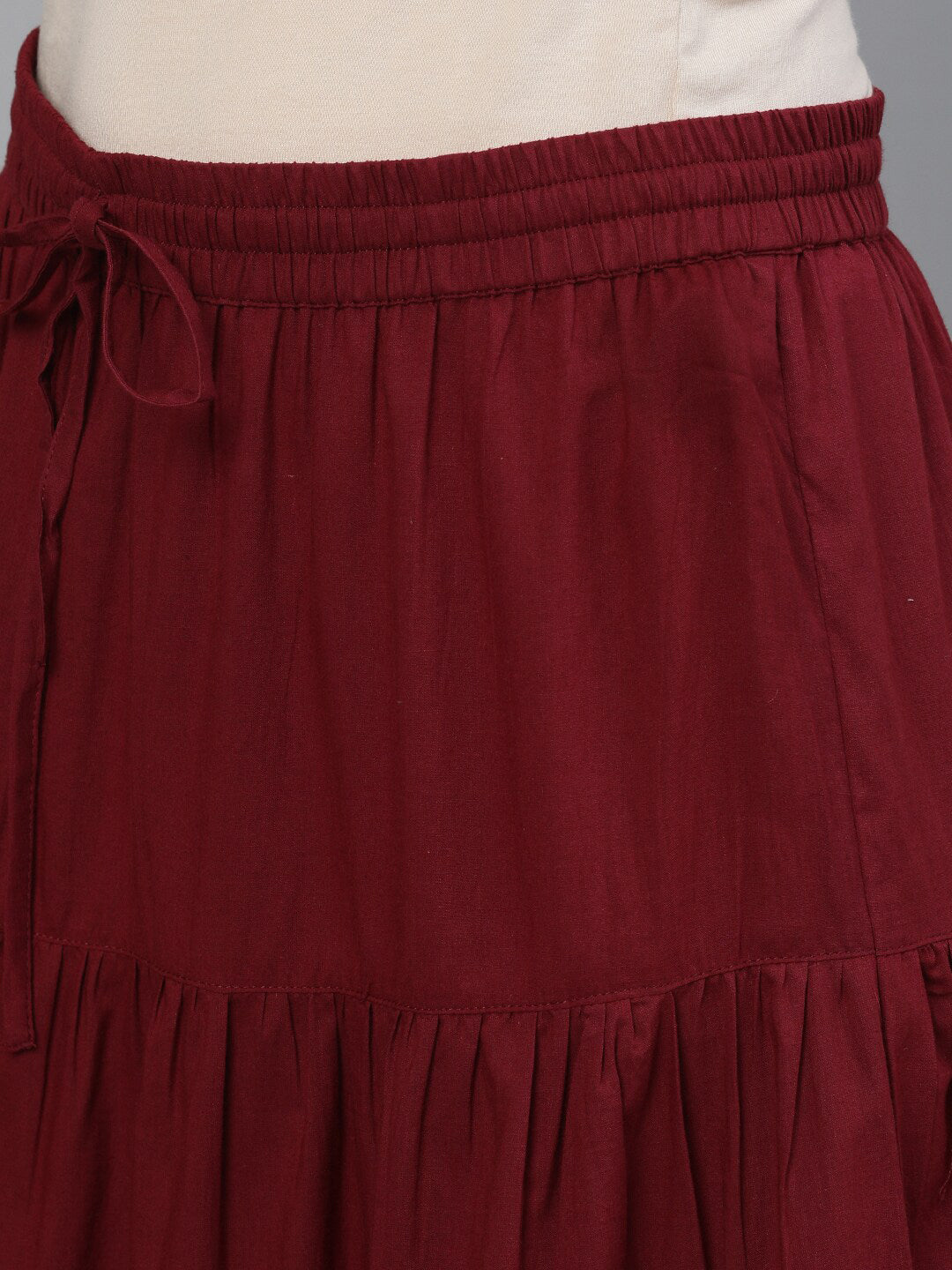 Ishin Women Maroon Yoke Embroidered Straight Kurta Skirt Dupatta Set - Distacart