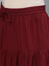 Thumbnail for Ishin Women Maroon Yoke Embroidered Straight Kurta Skirt Dupatta Set - Distacart