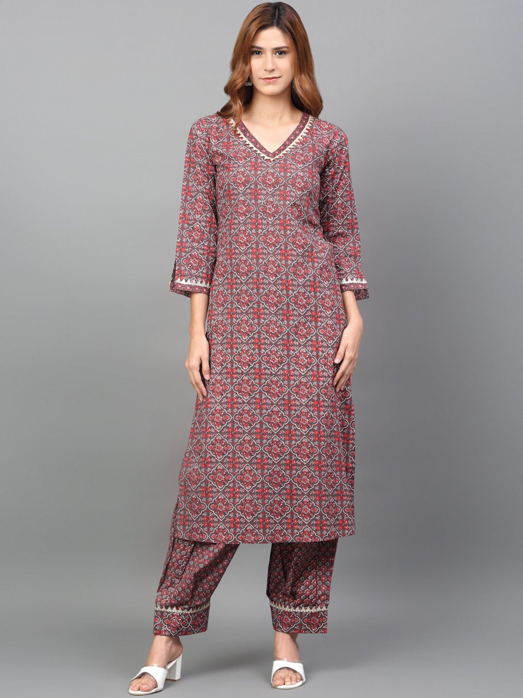 Kalini Women Ethnic Motifs Printed Pure Cotton Kurta with Salwar & Dupatta - Distacart