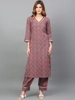 Thumbnail for Kalini Women Ethnic Motifs Printed Pure Cotton Kurta with Salwar & Dupatta - Distacart