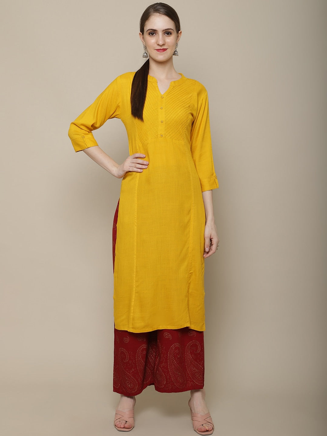 Sangria Women Solid Straight Kurta - Distacart