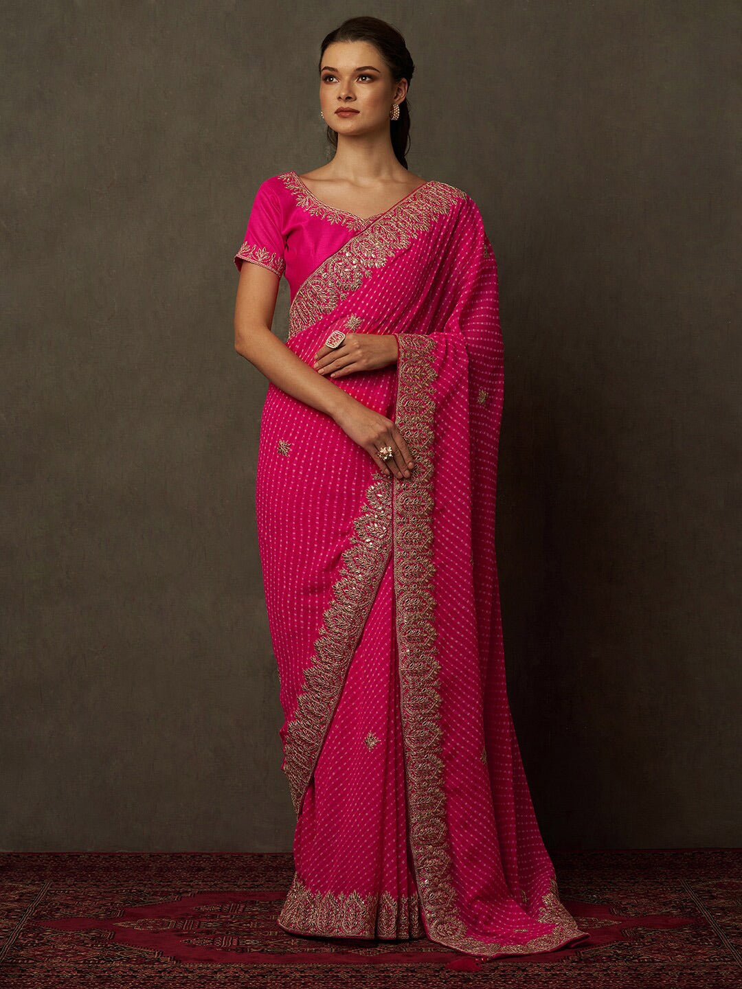 Saree Mall Bandhani Embroidered Pure Georgette Bandhani Sarees - Distacart