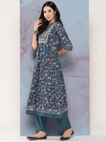 Thumbnail for Kalini Floral Embroidered Gotta Patti Pure Cotton Kurta Set With Dupatta - Distacart
