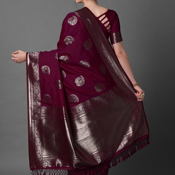 Mitera Ethnic Motifs Woven Design Zari Banarasi Saree - Distacart