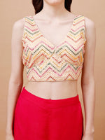 Thumbnail for Tikhi Imli Embroidered V-Neck Saree Blouse - Distacart