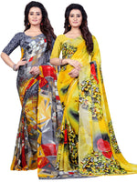 Thumbnail for Kalini Pack of 2 Printed Poly Georgette Saree - Distacart