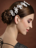 Thumbnail for Panash Women Silver-Toned & White Embellished Tiara - Distacart
