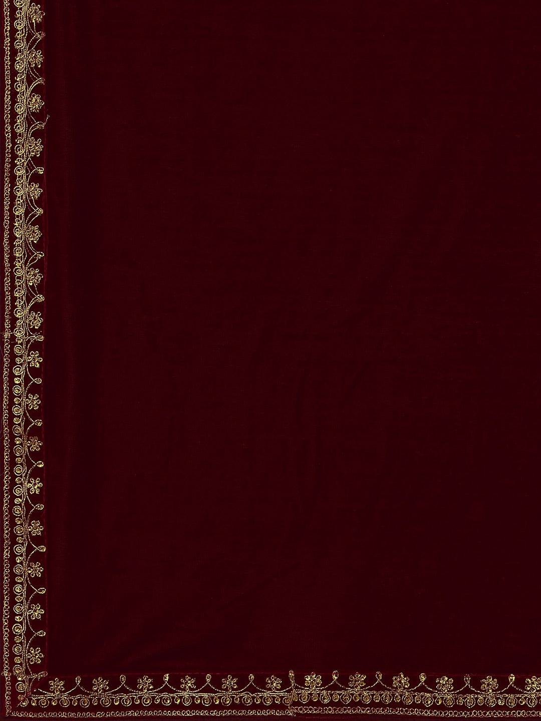 Kalini Embroidered Border Lace Work Velvet Saree - Distacart