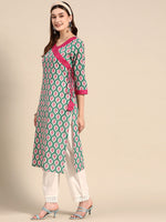 Thumbnail for Sangria Women Ethnic Motifs Printed Angrakha Kurta - Distacart