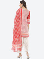 Thumbnail for Biba Women Red Ethnic Motifs Printed Pure Cotton Kurta with Salwar & With Dupatta - Distacart