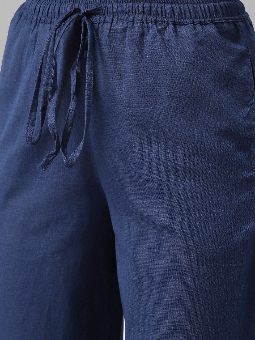 Biba Women Navy Blue Solid Kurta with Palazzos - Distacart