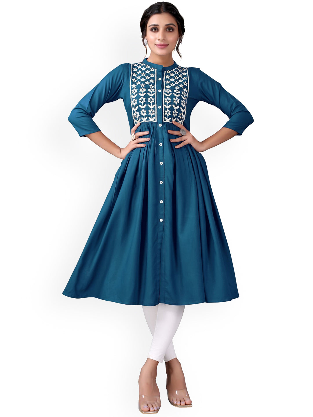 Kalini Women Blue Embroidered Anarkali Kurta - Distacart