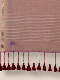 Thumbnail for Suta Women Maroon Mul Cotton Saree With Zari Border And Ghicha Pallu - Distacart