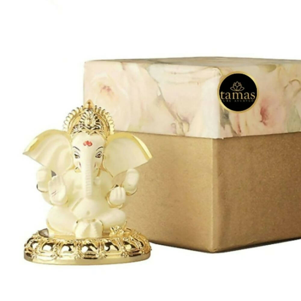Tamas Gold Plated Gaj Karna Ganesh Idol Off White & Gold Color - Distacart