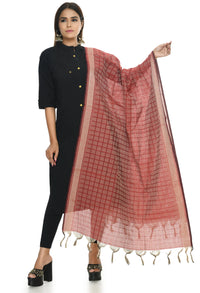 Thumbnail for Mominos Fashion Moeza Handloom Cotton Maroon Dupatta For Women - Distacart