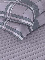 Thumbnail for Nautica Grey & Blue Striped Cotton 160 TC King Bedsheet With 2 Pillow Covers - Distacart