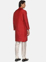 Thumbnail for Sethukrishna Men Maroon Angrakha Kurta with Pyjamas - Distacart