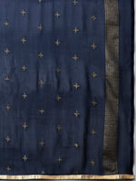 Thumbnail for Saree Mall Navy Blue & Gold-Toned Embroidered Unstitched Dress Material - Distacart