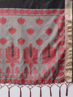 Thumbnail for Mitera Black & Red Ethnic Motifs Silk Cotton Banarasi Saree - Distacart