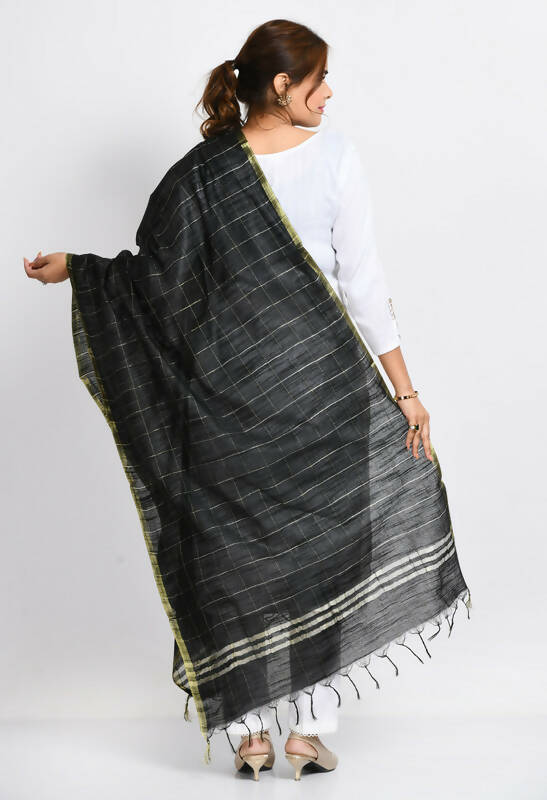 Mominos Fashion Moeza Women's Cotton Zari Box Black Dupatta - Distacart