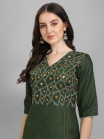 Thumbnail for Kalini Women Green Embroidered Mirror Work Kurta with Trousers & With Dupatta - Distacart
