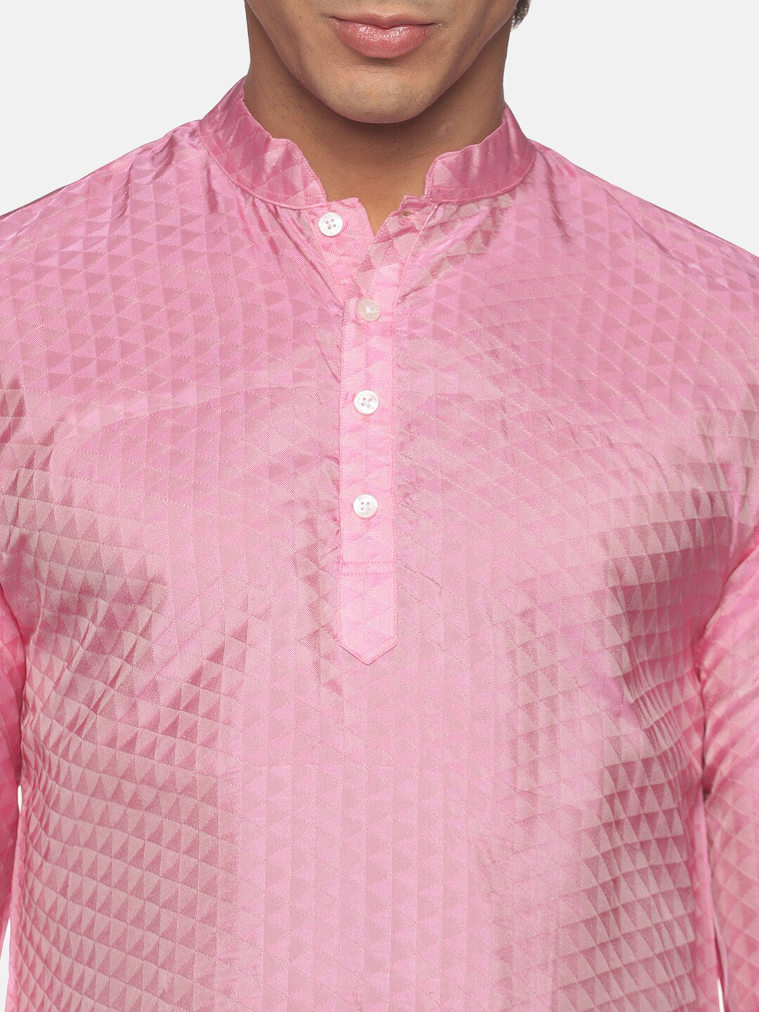 Sethukrishna Men Pink Angrakha Kurta with Pyjamas - Distacart