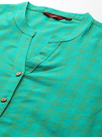 Thumbnail for Sangria Checked Mandarin Collar Pure Cotton Kurta - Distacart