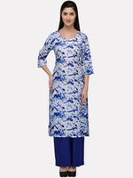 Thumbnail for Kalini Women White & Blue Printed Kurta - Distacart