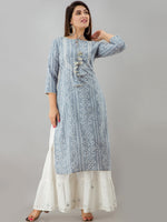 Thumbnail for HERE&NOW Grey Bandhani Printed Gotta Patti Kurta with Sharara - Distacart