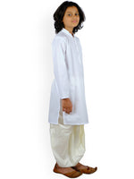 Thumbnail for Sethukrishna Boys White Solid Pure Cotton Kurta With Dhoti Pant - Distacart