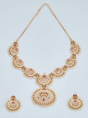 Kushal's Fashion Jewellery Gold-Plated Stone Studded Jewellery Set - Distacart