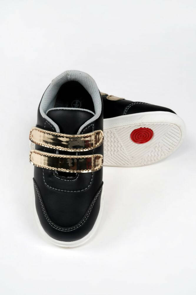 Tiny Bugs For Boys & Girls Double Velcro Sneakers - Black - Distacart