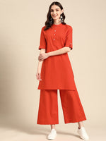 Thumbnail for Sangria Women Pure Cotton Kurta with Palazzos - Distacart