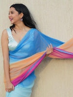 Thumbnail for Kalini Colourblocked Poly Georgette Saree - Distacart