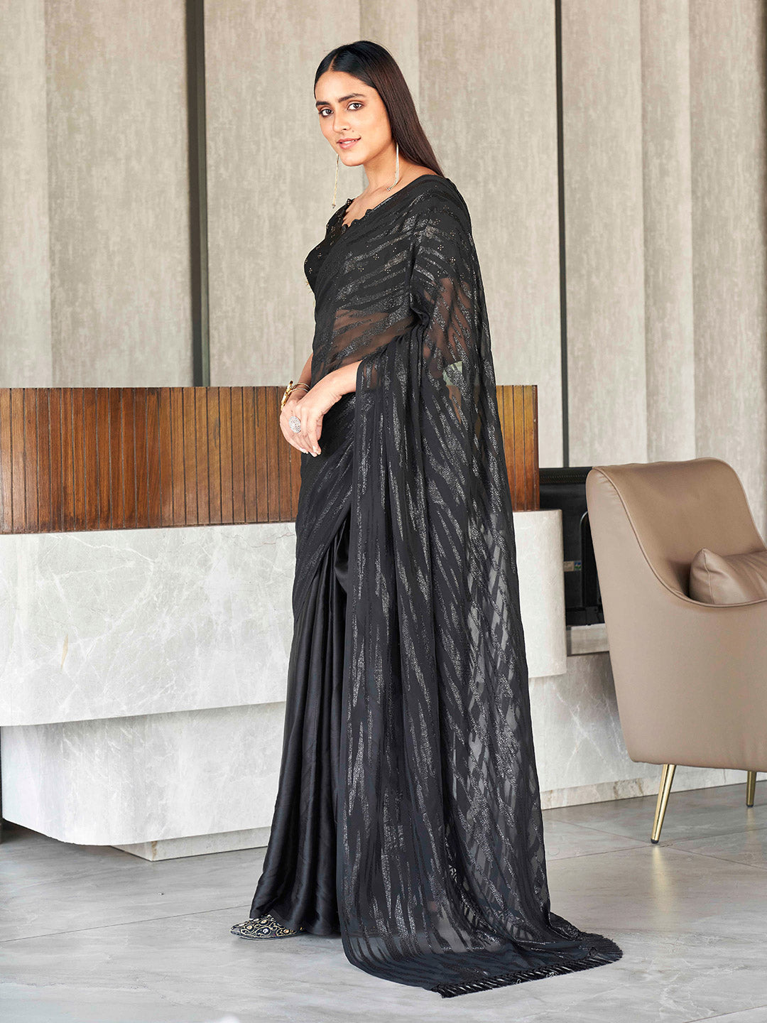 Tikhi Imli Woven Design Satin Ready to Wear Saree - Distacart