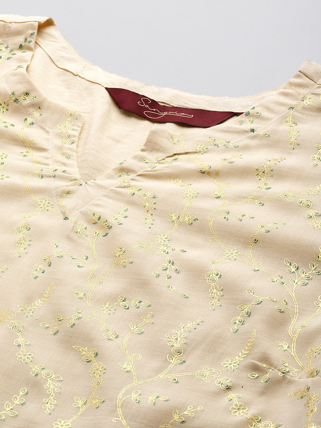 Sangria Ethnic Motifs Printed Straight Kurta with Trousers - Distacart