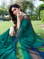 Thumbnail for Kalini Striped Poly Chiffon Saree - Distacart