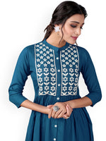 Thumbnail for Kalini Women Blue Embroidered Anarkali Kurta - Distacart