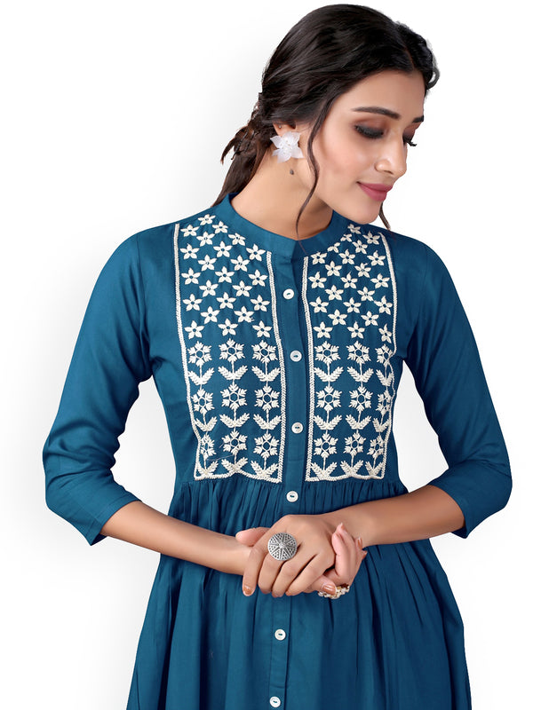 Kalini Women Blue Embroidered Anarkali Kurta - Distacart
