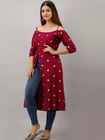 Thumbnail for Kalini Women Magenta Ethnic Motifs Printed Kurta - Distacart