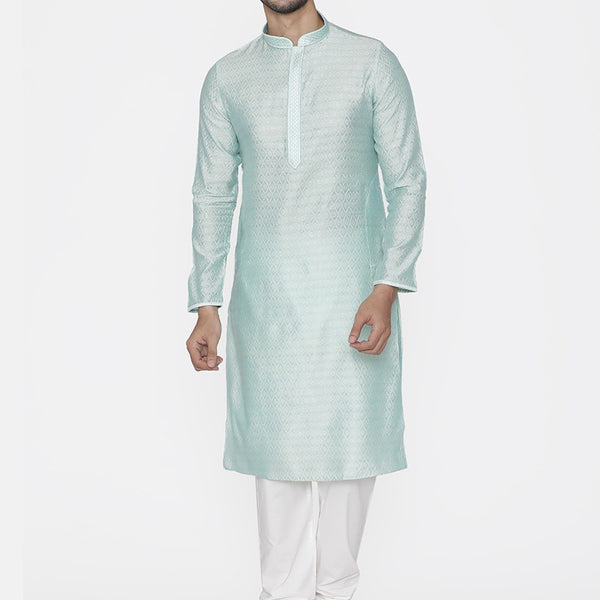 Manyavar Men Blue Woven Design Kurta with Churidar - Distacart